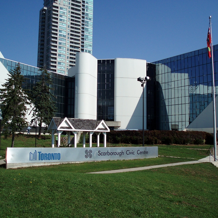 Scarborough Civic Centre - landmark in the area served by drywall services Scarborough from Express Drywall Services.