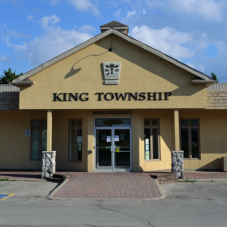 Front view of King Township Hall - area served by drywall services King City from Express Drywall Services.