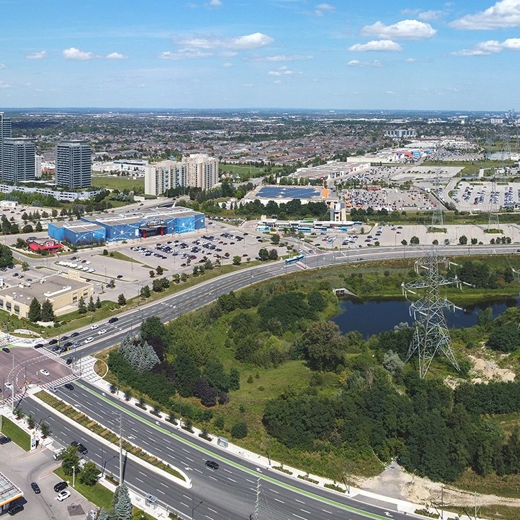 Aerial view of Richmond Hill, Ontario - region served by drywall services Richmond Hill from Express Drywall Services.