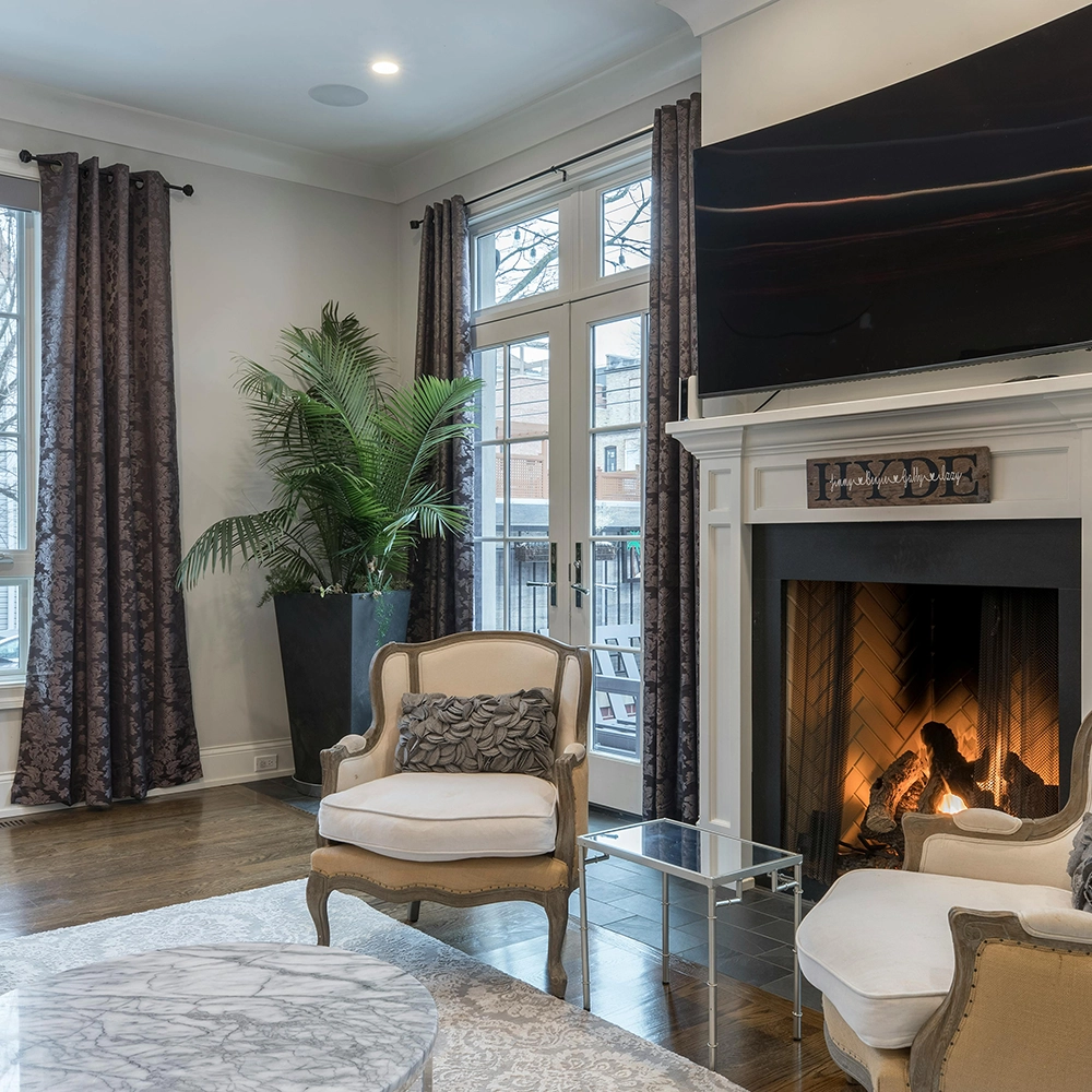 Living room above basement apartment with fire-resistant drywall installation by Express Drywall Services.