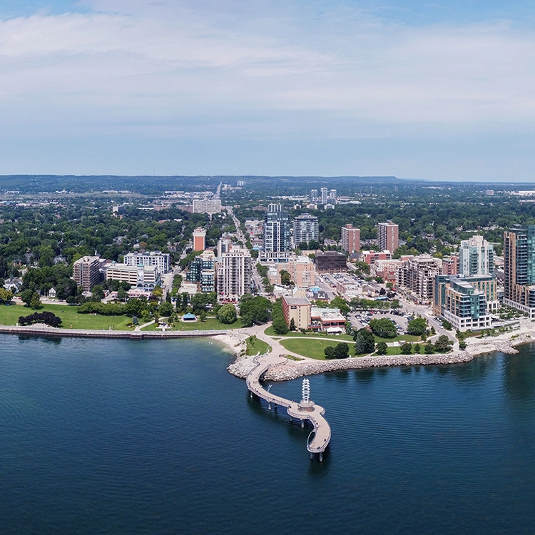 Waterfront skyline of Burlington, Ontario - area served by Express Drywall Services for drywall services Burlington.