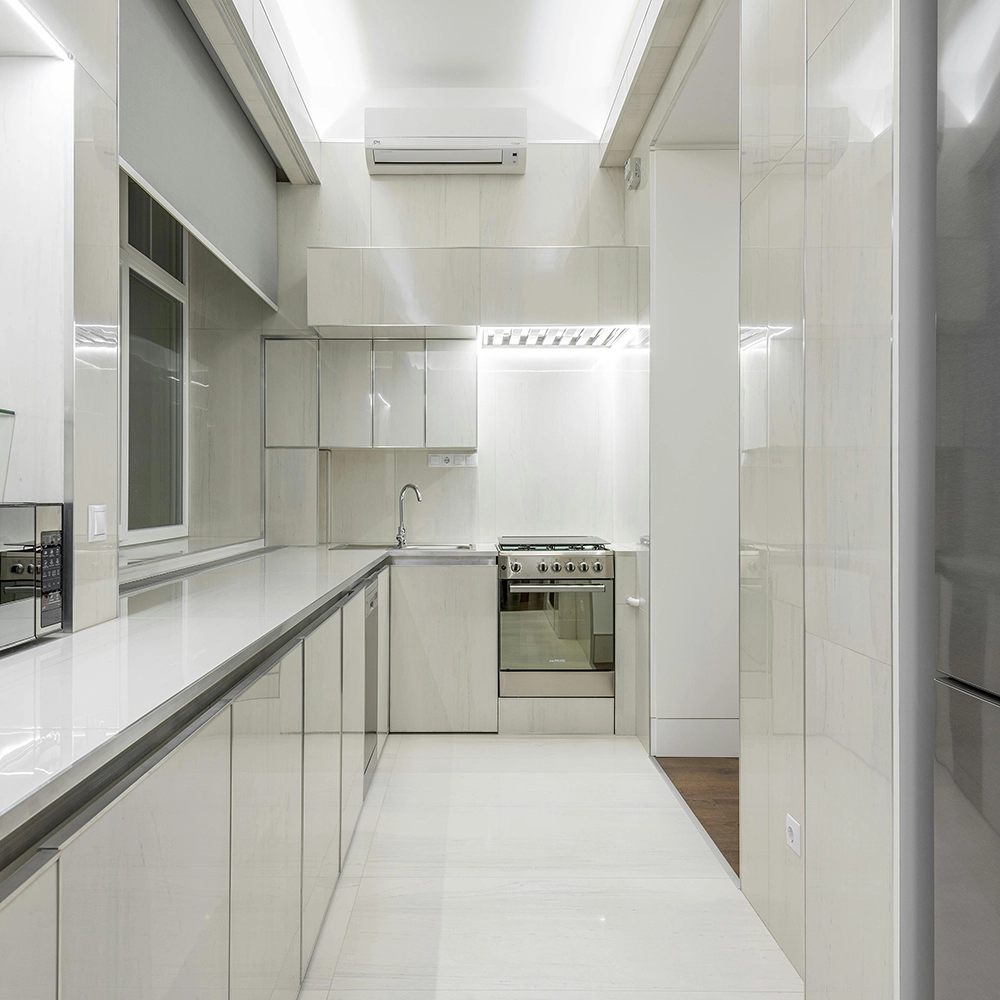 Commercial kitchen walls reinforced with FRP installation by Express Drywall Services.