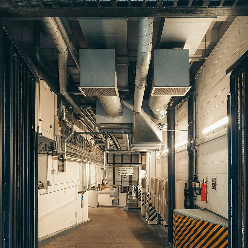 Mechanical room walls protected with moisture-resistant drywall installation by Express Drywall Services.