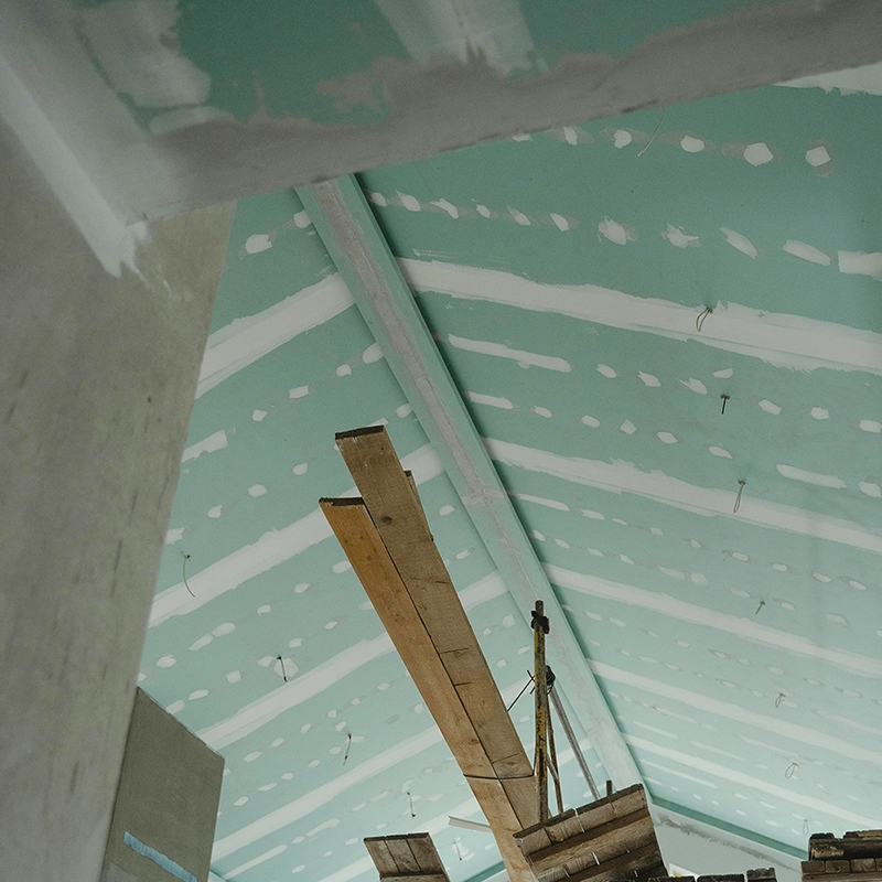 Sloped ceiling after commercial drywall installation completed by the experienced crew at Express Drywall Services.