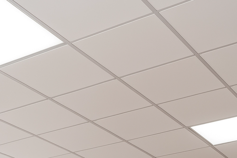 Seamless white t-bar and drop ceiling in Toronto space by Drywall Express Services.