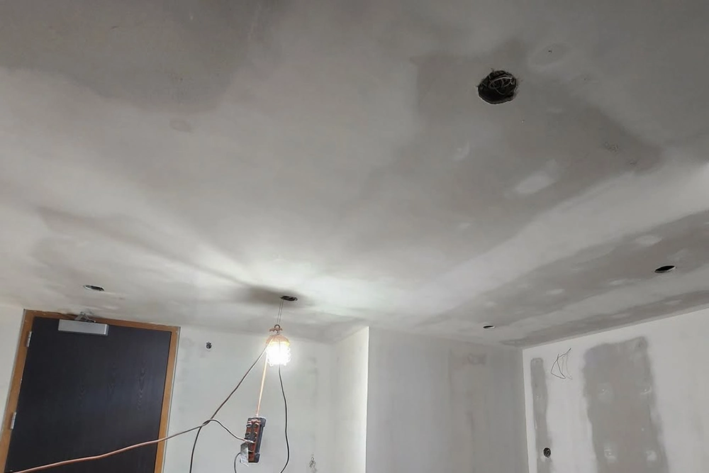 Ceiling surface during commercial drywall repair in Toronto by Express Drywall Services