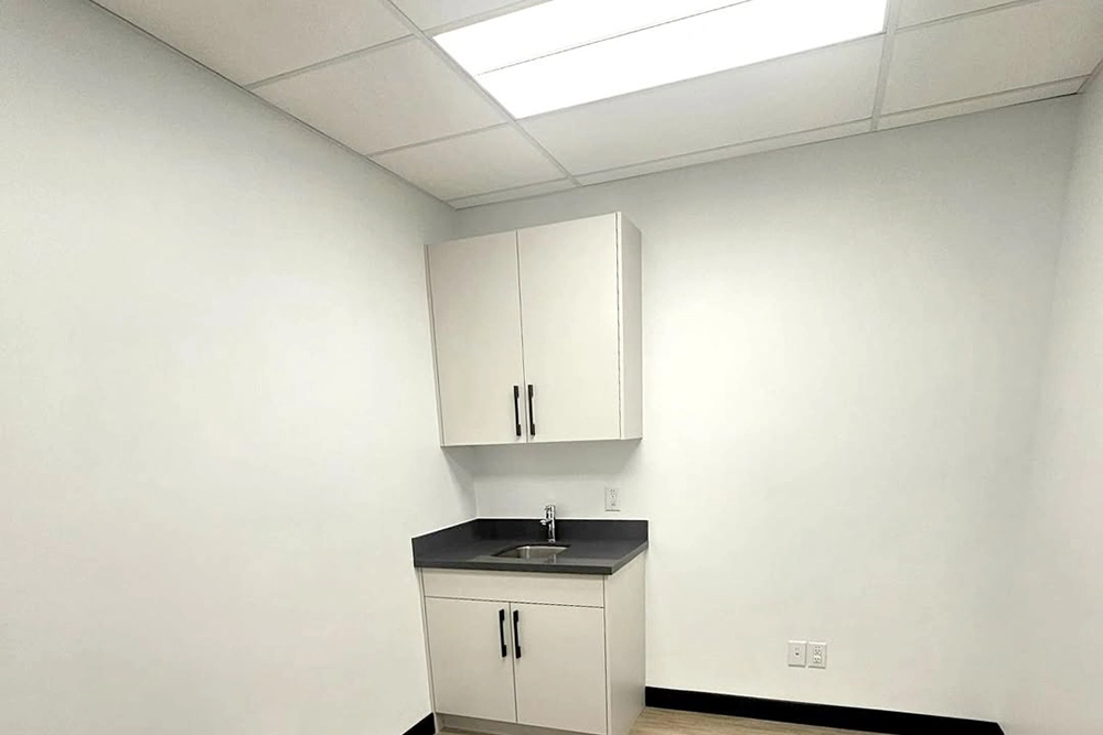 Small commercial kitchen drywall and ceiling finish by Express Drywall Services