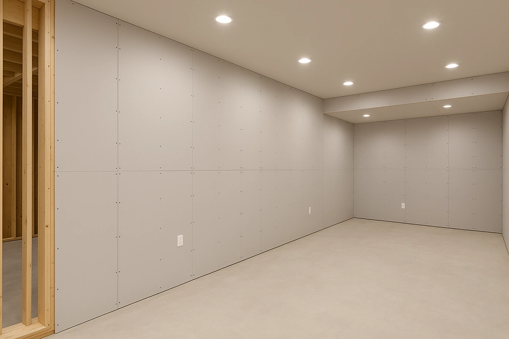 Basement completed with drywall installation in Richmond Hill by Express Drywall Services.