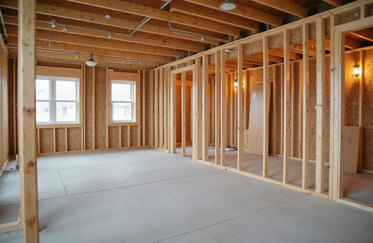 Interior wall framing project in Richmond Hill by Express Drywall Services.