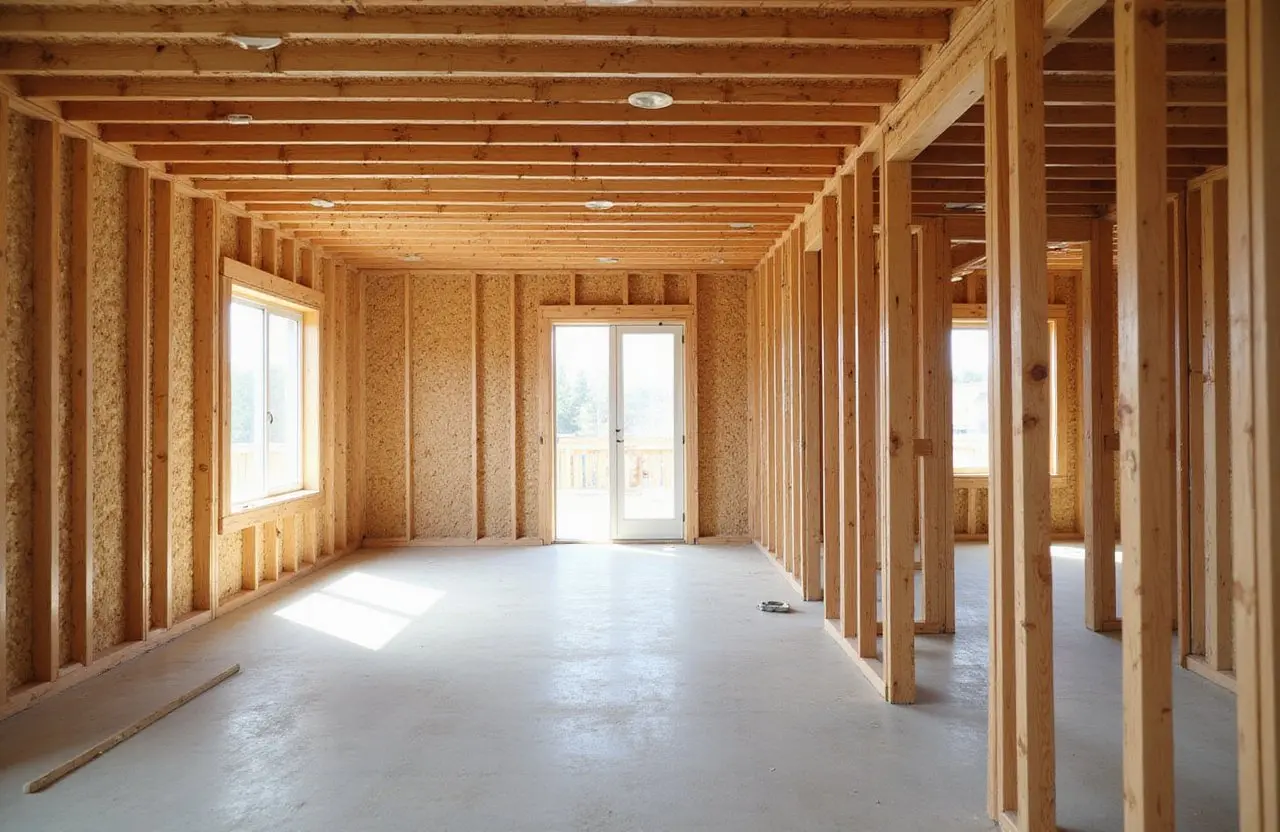 Home construction framing project in Richmond Hill by Express Drywall Services.