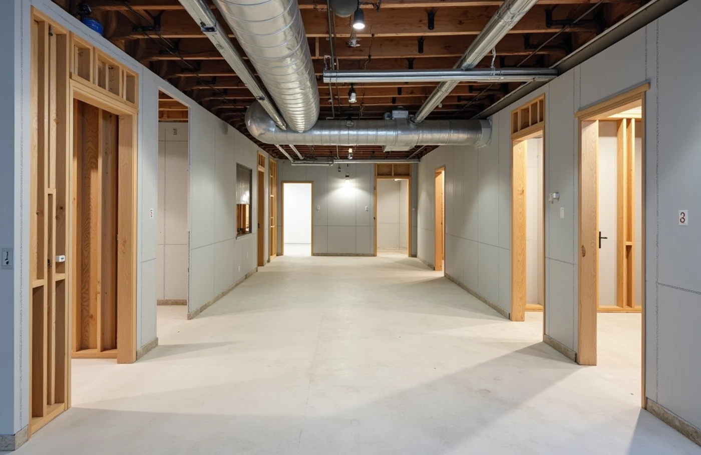 Metal stud framing structure during commercial construction – best drywall solutions in the GTA.