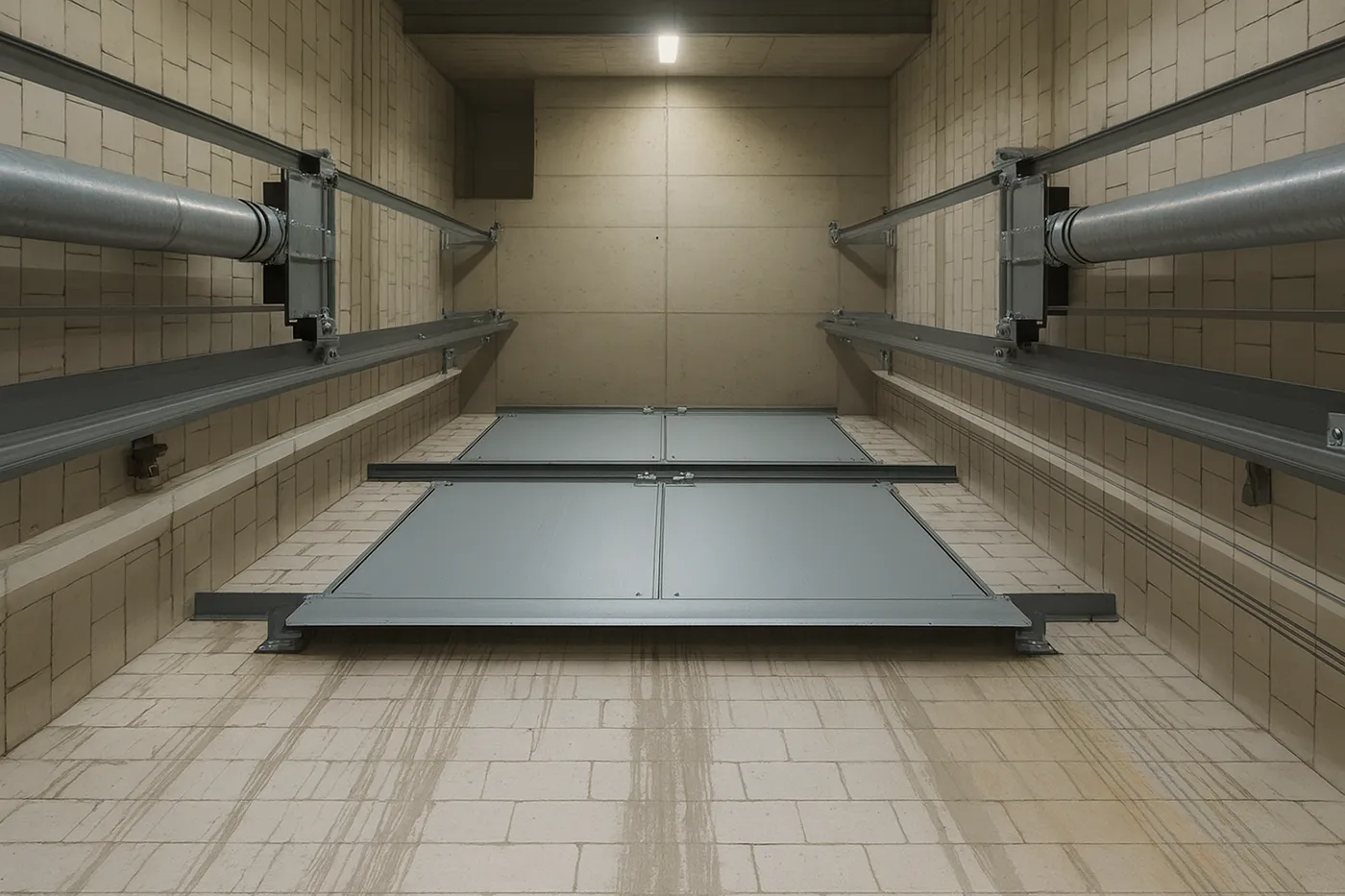 Shaft wall assembly in Richmond Hill – modern elevator shaft under construction with metal framing and protective wall panels.