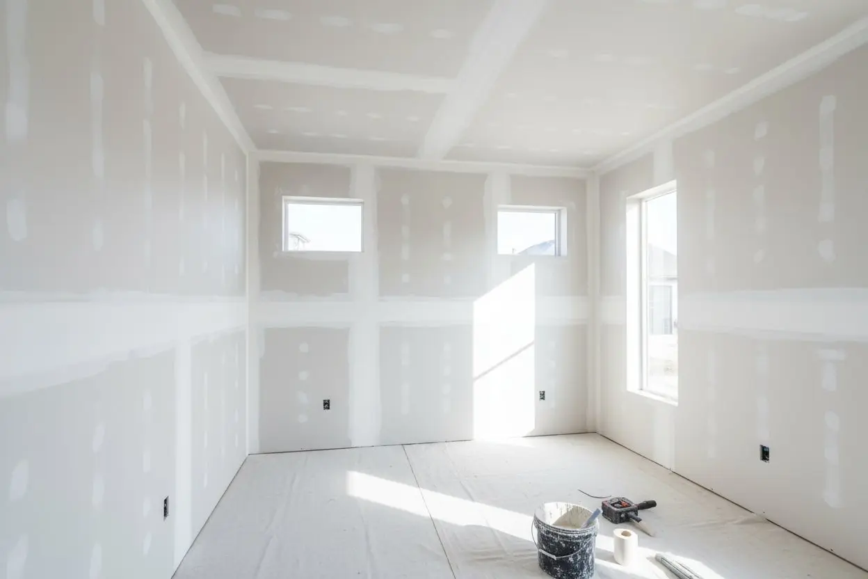 new drywall installation in East York residential room with natural light