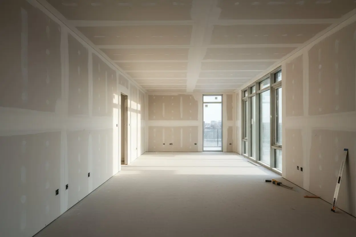 completed drywall installation in North York apartment interior