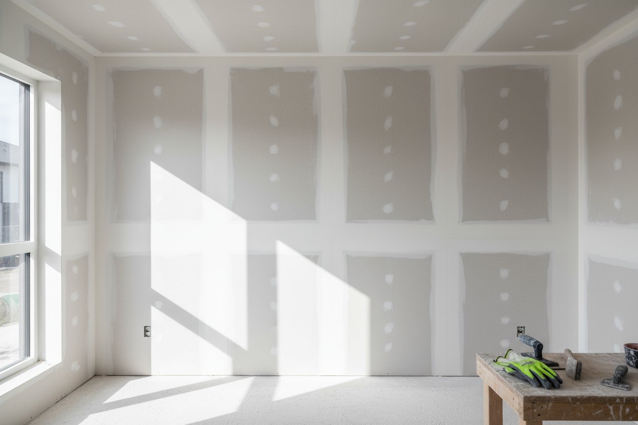 drywall installation in Vaughan room with natural sunlight