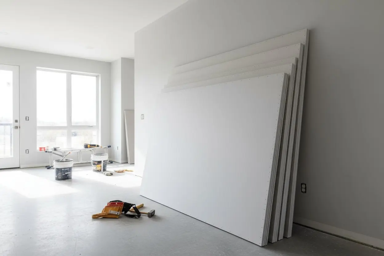 drywall sheets and construction tools prepared for installation in Vaughan