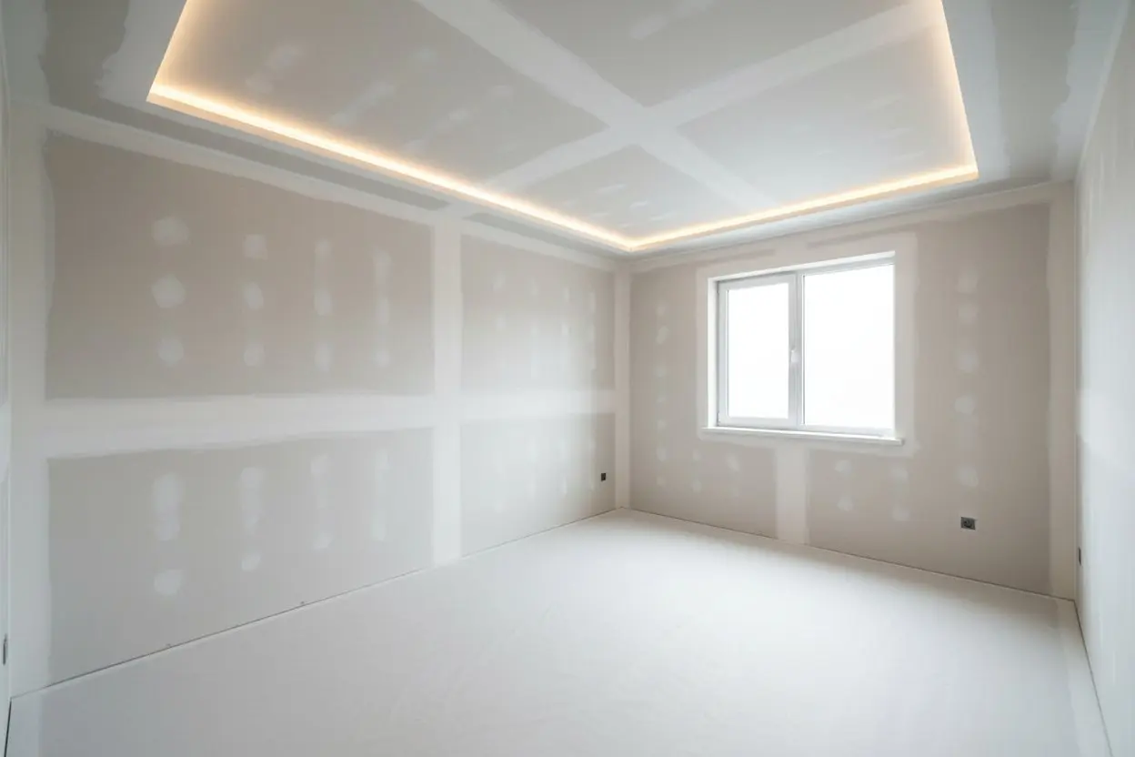 Drywall installation in Georgina by Express Drywall Services featuring clean walls and recessed ceiling lighting