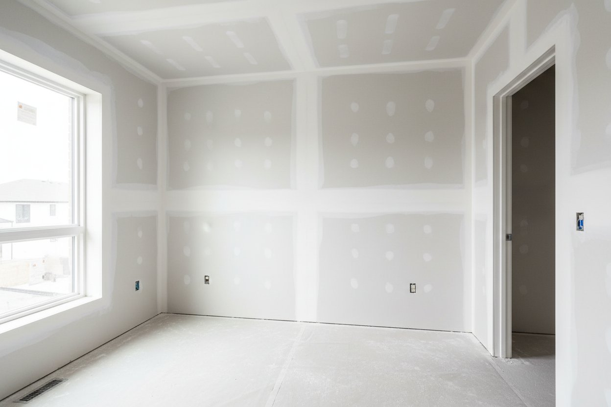 Bright room showing drywall installation in Whitby completed by Express Drywall Services with smooth seams and natural window light
