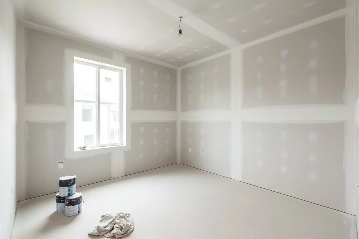 Drywall installation in Ajax by Express Drywall Services in a room under construction with exposed framing and insulation