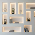 Recessed niche accent wall ideas with soft LED backlighting by Express Drywall Services