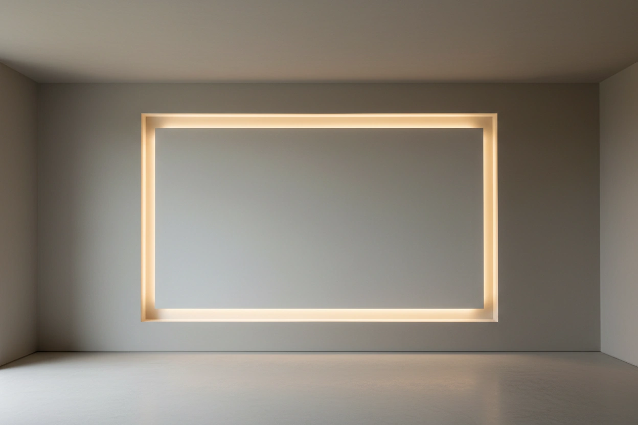 Minimalist accent wall ideas with LED recessed frame created by Express Drywall Services
