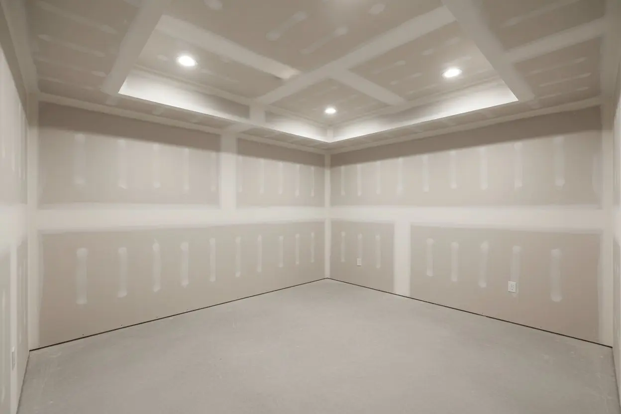Finished drywall installation in Midland by Express Drywall Services with recessed ceiling lighting