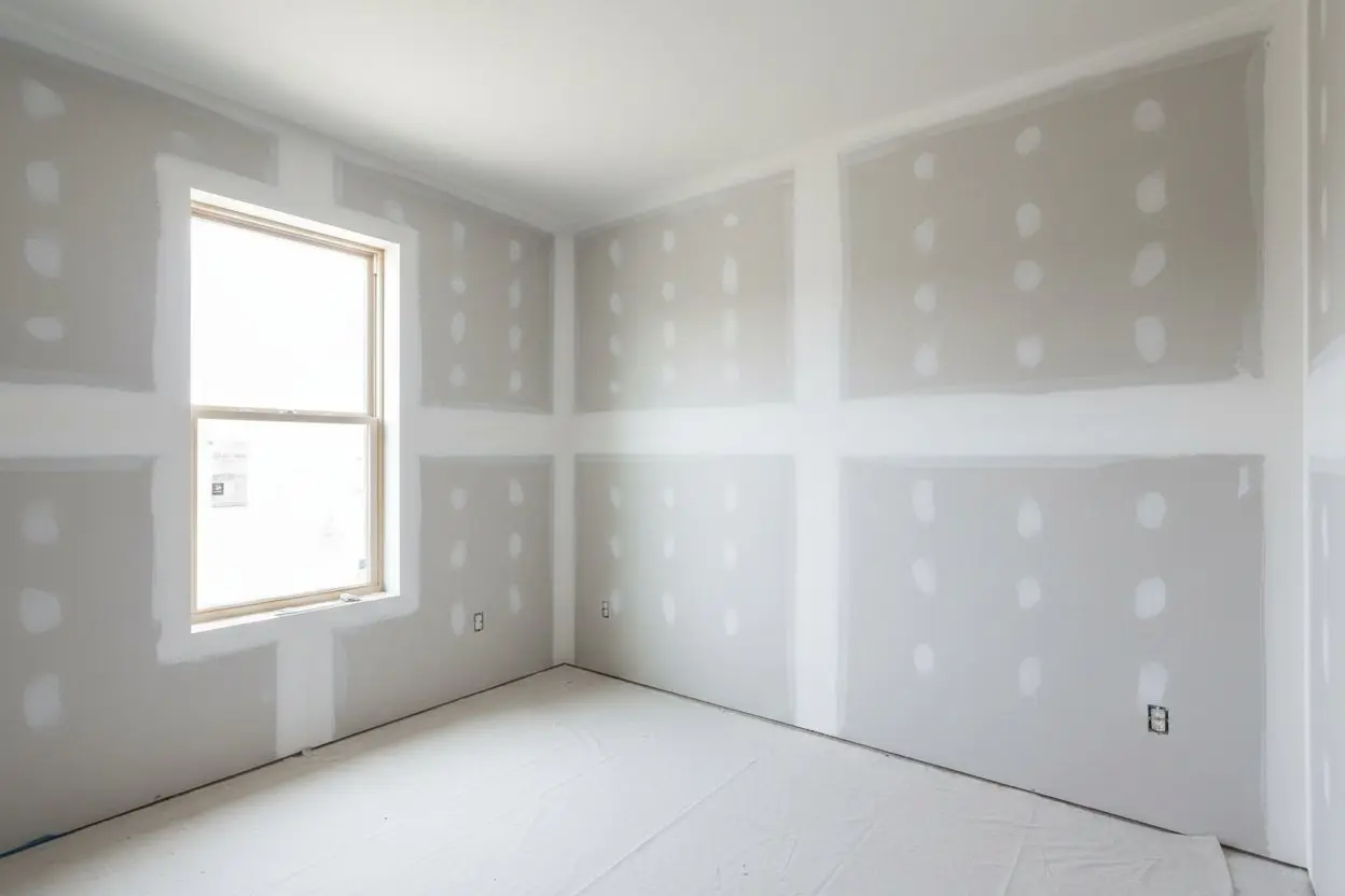Drywall installation in Midland by Express Drywall Services with smooth taped seams in a bright room