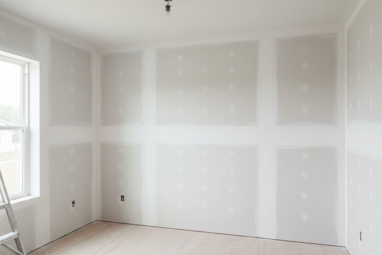 Drywall installation in Orillia by Express Drywall Services with evenly finished walls and clean seams