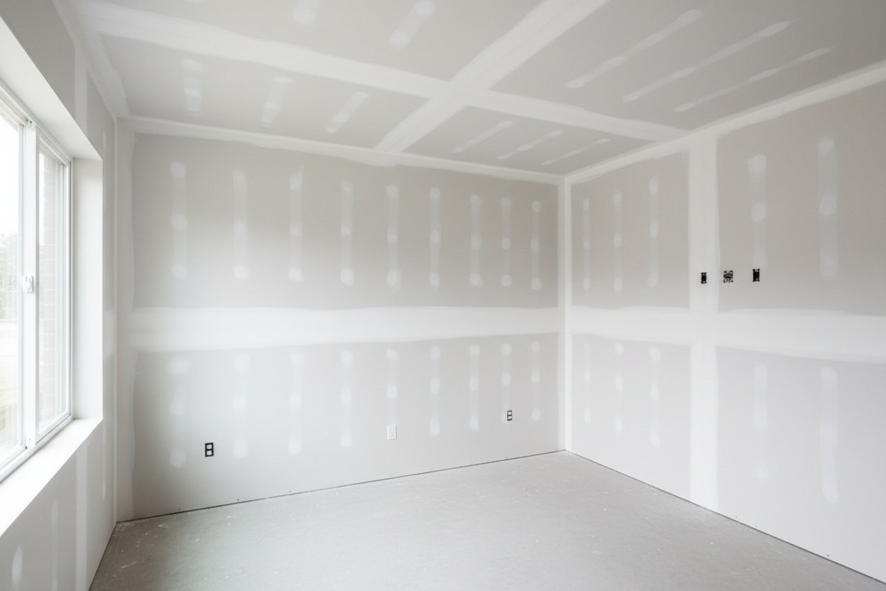 Drywall installation in Tiny Township by Express Drywall Services showing smooth walls and ceiling seams