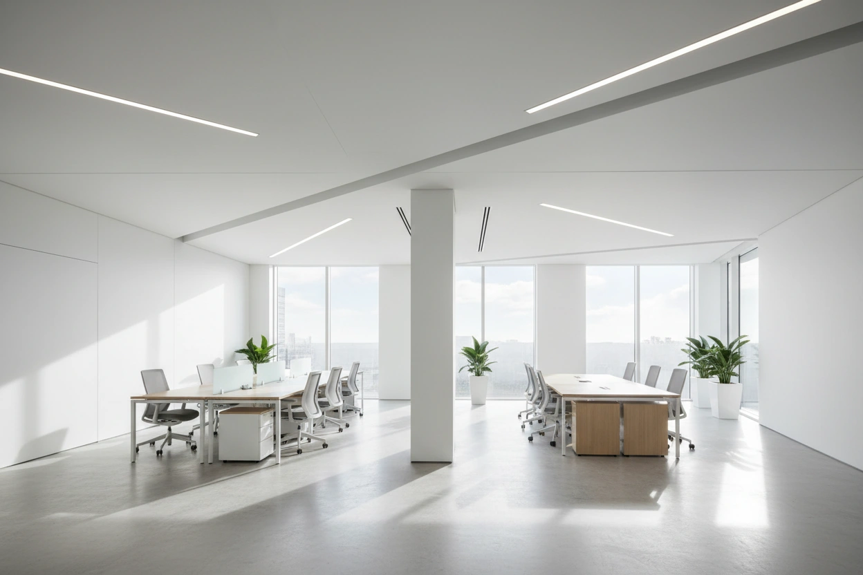 Commercial drywall installation in Markham showcasing finished modern office space by Express Drywall Services