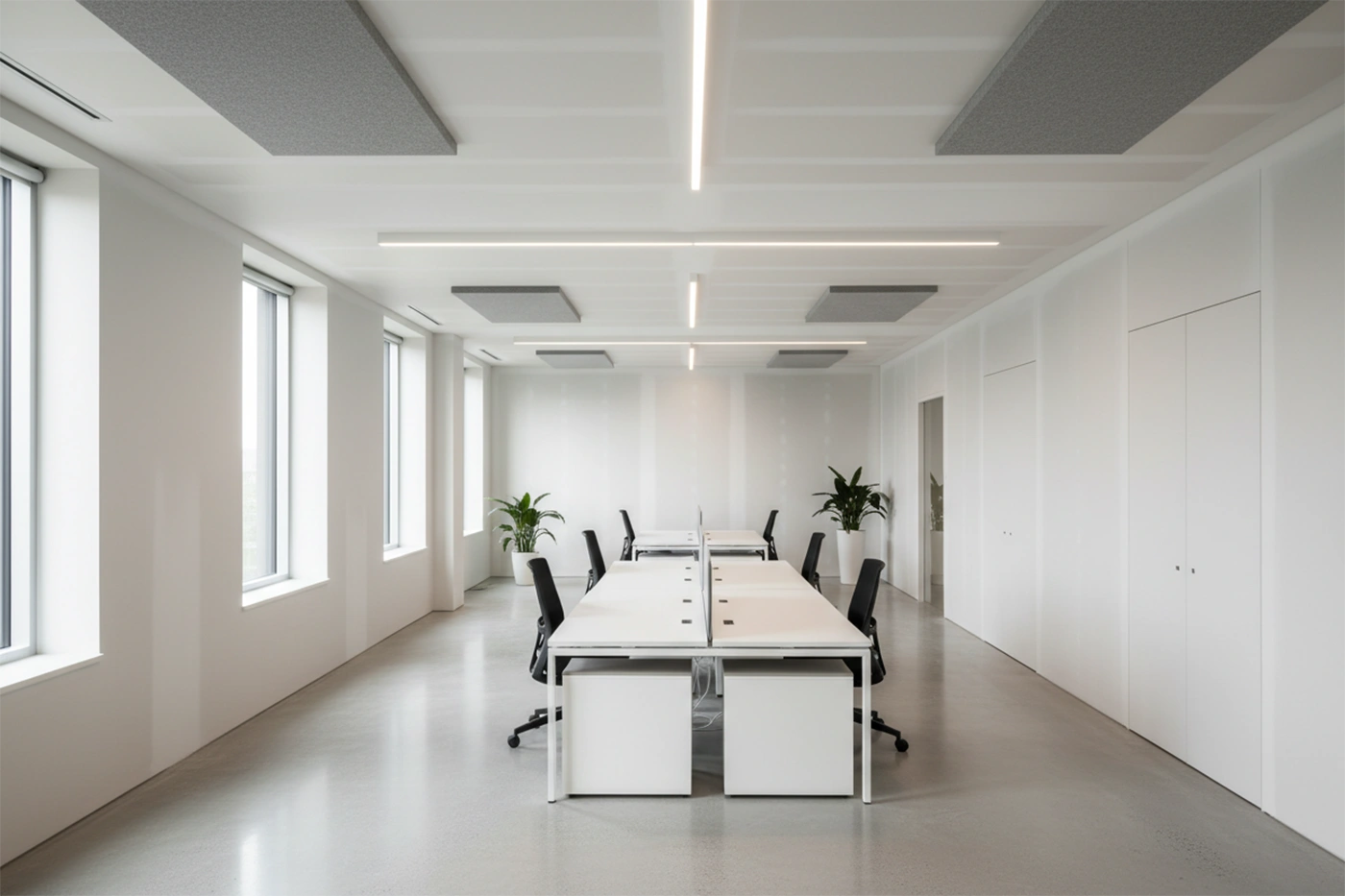 Commercial drywall installation in Whitby showing finished modern office interior completed by Express Drywall Services