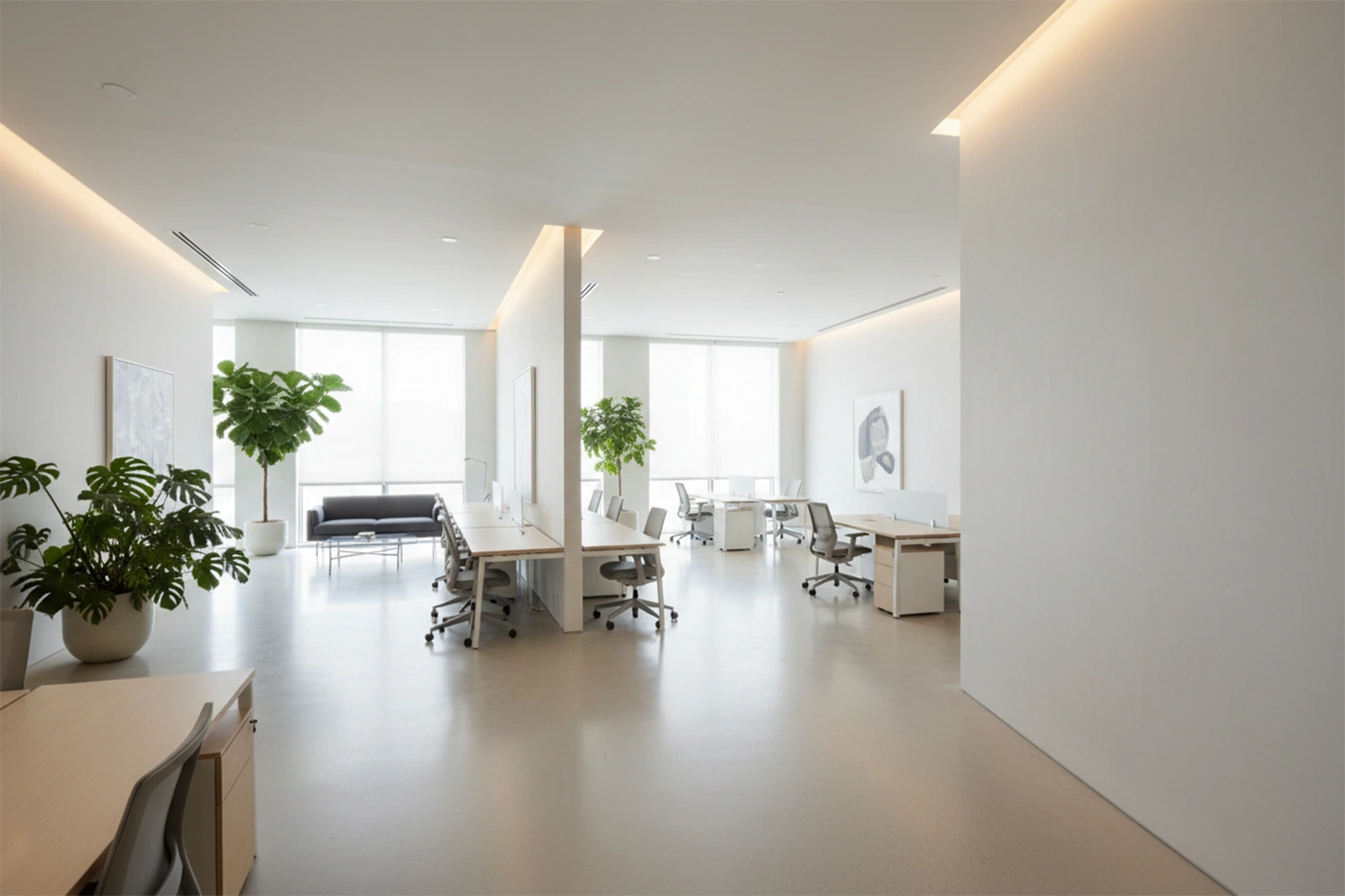 Commercial drywall installation in Oshawa featuring completed modern office interior by Express Drywall Services