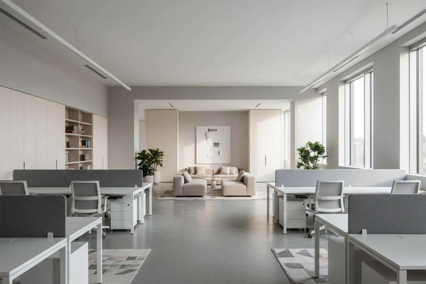 Commercial drywall installation in Muskoka open office layout completed by Express Drywall Services