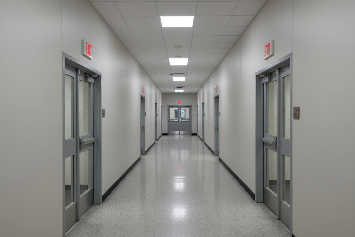 Finished Commercial Fire-Resistant Drywall and Metal Door Installation in Whitby, Ontario | Express Drywall Services
